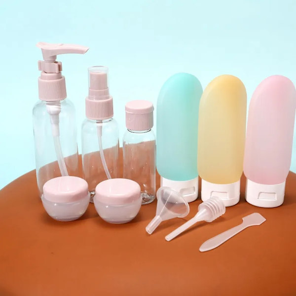 11 bitar resor påfyllningsbar flaska set tom behållare portabel kosmetik lotion toner spray schampo kräm