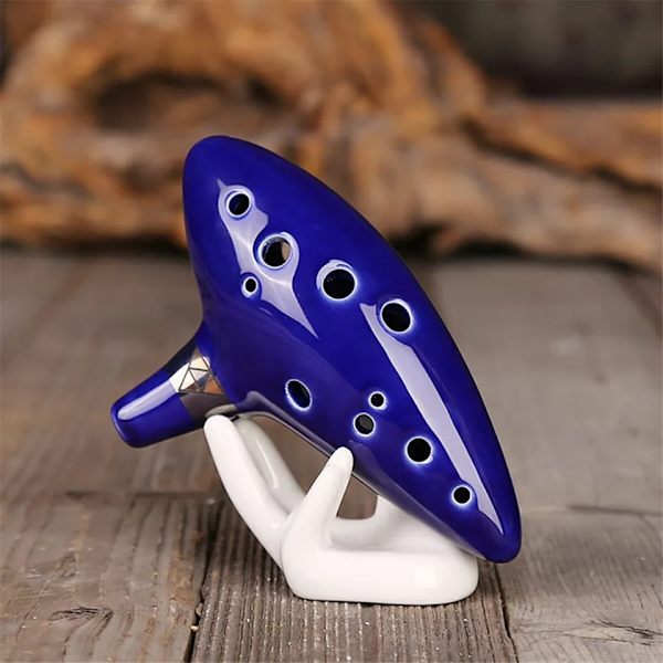 Keramik Ocarina Musikal instrument med låt bok hals snöre hals sladd bärväska
