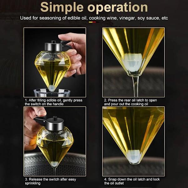 Diamant formet glas honning dispenser 200 ml stor kapacitet multifunktionel olie flaske eddike og sauce dispensere køkken værktøj