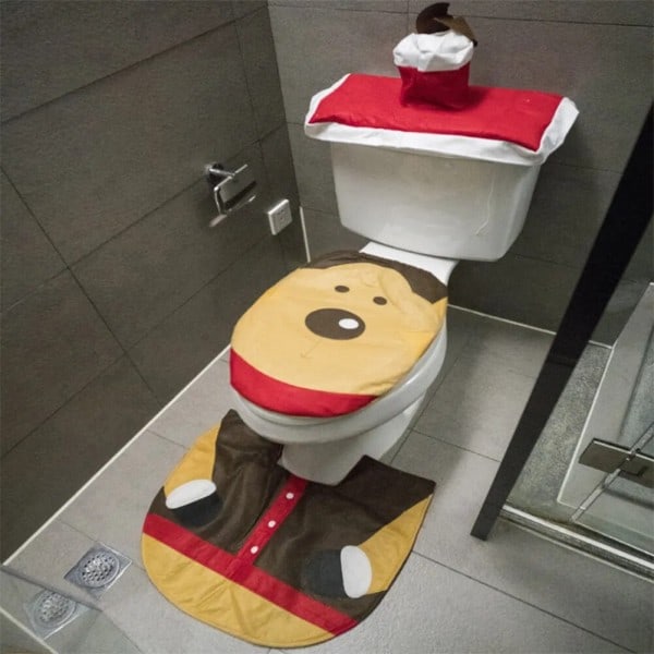 Joulu WC istuin päälliset Creative joulupukki kylpyhuone matto joulu tarvikkeet