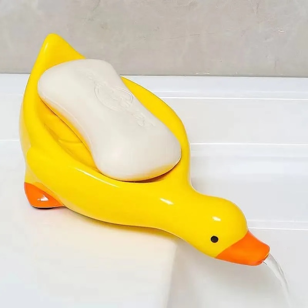 Gul Anka Form Tvål Låda Tecknad Tvål Skål Dänerbar Tvål hållare Tvål Behållare Tvål Skål