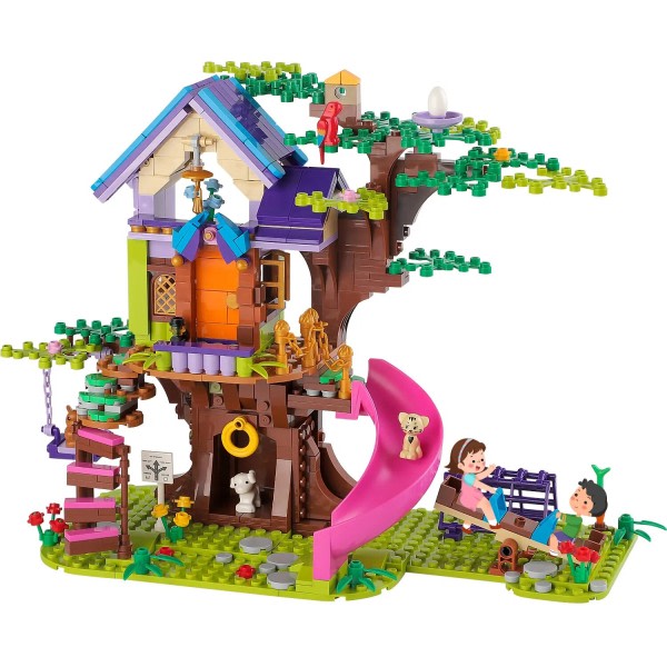 Byggnad leksak för småbarn skog träd hus dröm slott föränderlig tegelsten modell