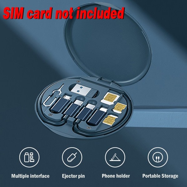 Mini Data kaapeli setti tallennus 60W pikalataus monitoimi data kaapeli matkapuhelin puhelin pidike säilytyslaatikko
