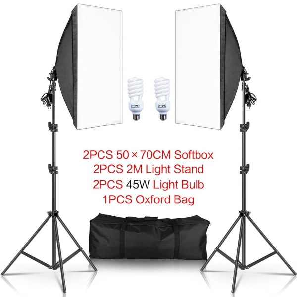 Valokuvaus Softbox valaistus sarjat ammattimaiset valo järjestelmä E27 valokuvaus polttimoilla