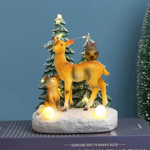 Jul pynt nissen snømann hjort lysende pynt harpiks håndverk jule gaver