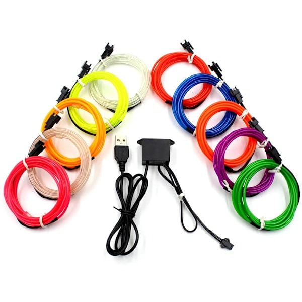 EL Wire 1 2 3 5 10M Fleksibel Neon Lys Led Strip