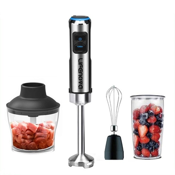 1500W 4 i 1 Elektrisk Stick Hand Kommersiell Blender Mat Processor Ägg Visp Blandare Juicer Kött Kvarn