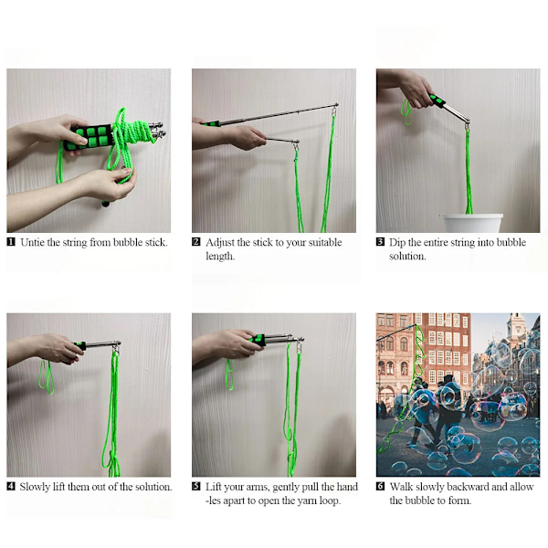 Justerbar Udendørs Bubble Wand Lang Kæmpe bobler Maskin pistol stang pinde Uden vand form