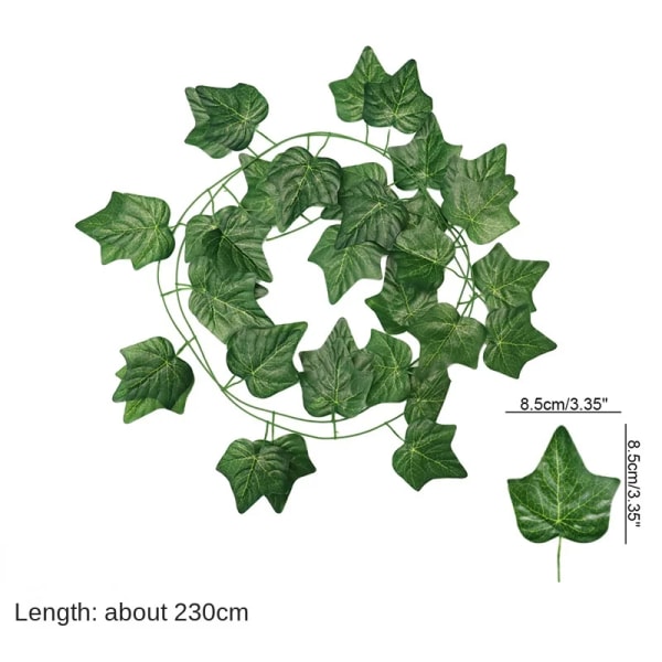 Bästa kvalitet 2,3M Myvy Grön Fask Löv Girland Växt Vine Lövverk Hem Dekor Plast Rotting Snöre Vägg Dekoration Konstgjorda Växter