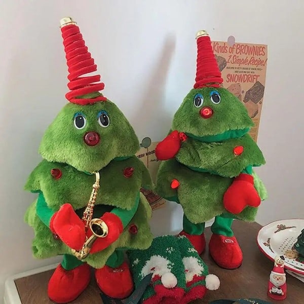 Jul träd musik dans sång jul träd dockor tomten leksaker för hem dekoration