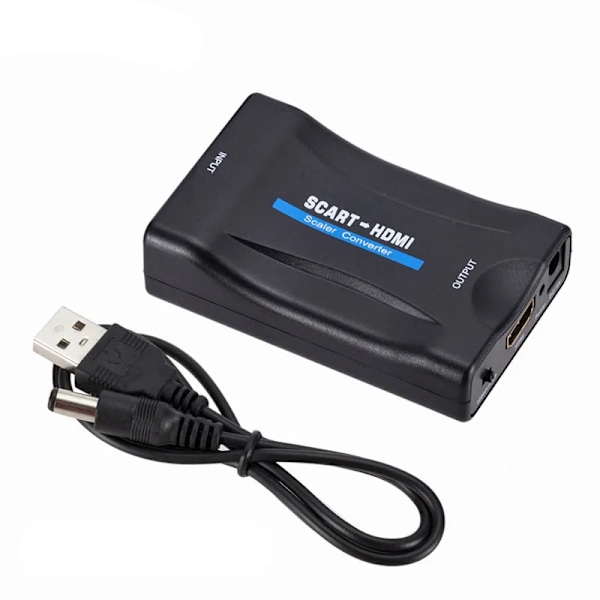 1080P SCART till HDMI Omvandlare Video Ljud Adapter Uppskala AV Signal HD Receiver TV DVD