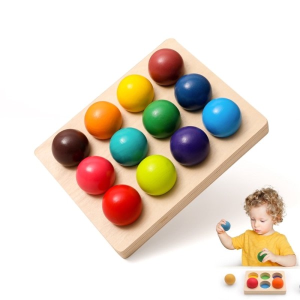 Regnbue bold matchende sensorisk spil  farve kognitiv sortering bræt træ montessori legetøj til børn