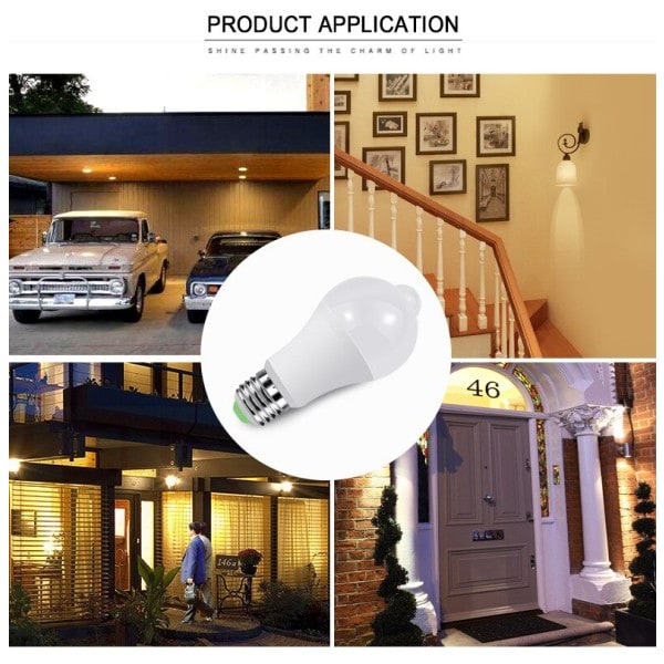 12W PIR Motion Sensor Lys Pære Ampul LED