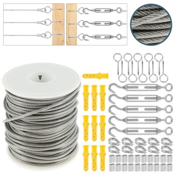 30M rustfrit stål heavy duty kabel reb have wire kabel rækværk wire hegn rulle sæt