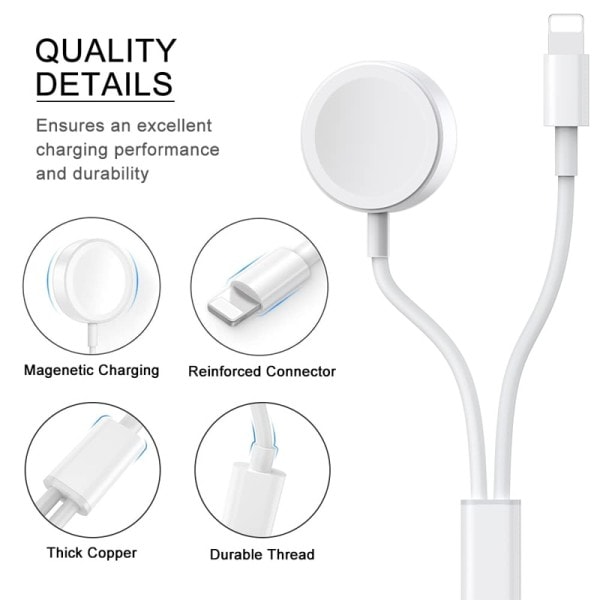 Kabel for Apple Watch Lader serier 7 8 6 5 4 SE 3 in 1 USB Rask Bærbar Ladestasjon