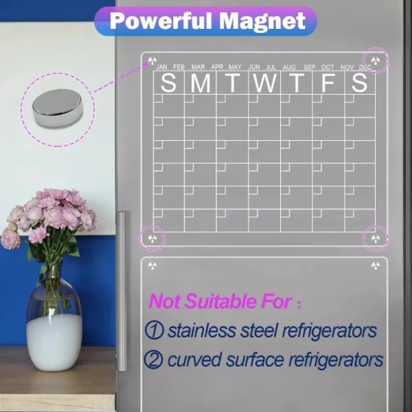 Kylskåp magnet klistermärke kalender tavla planerare återanvändbar magnetisk torka radera tavla