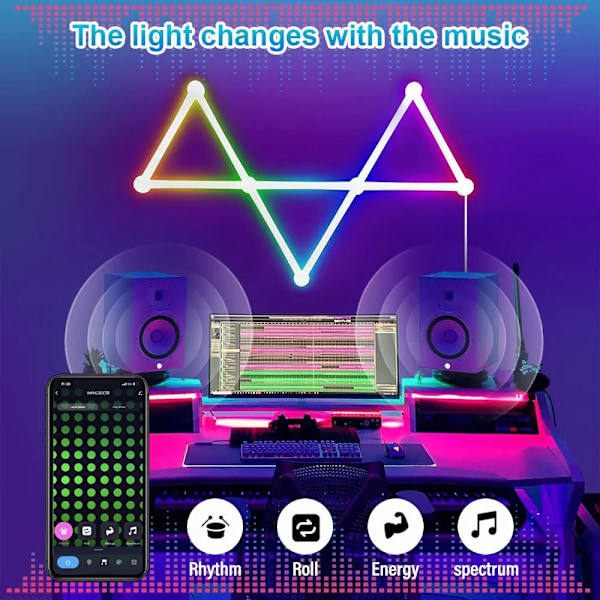 Smart Wall Lampe RGBIC Lys Bar DIY Atmosfære Nat Lys APP Musik Rhythm TV Baggrundsbelysning