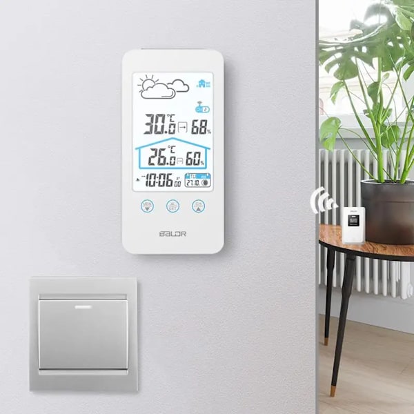 Husstand Trådløs Digital Termometer Hygrometer Måne Fase C/F Temperatur Sensor Fugtighed Måler Alarm Ur