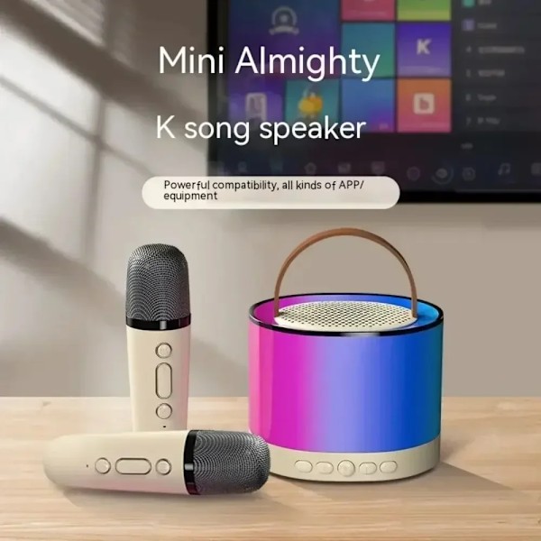 K52 Trådløs Bluetooth Høyttaler Multifunksjon med 2 mikrofon RGB bærbar musikk spiller karaoke maskin