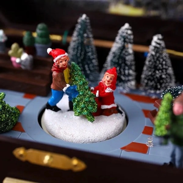 Eurooppalainen valoisa joulu pyörivä musiikki laatikko joulupukki koristeet koriste lapset joulu lahja