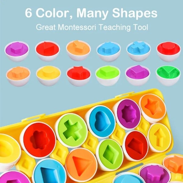 Baby montessori egg småbarn sensoriske leker pedagogisk smart påske egg spill form matching sortere kylling leker