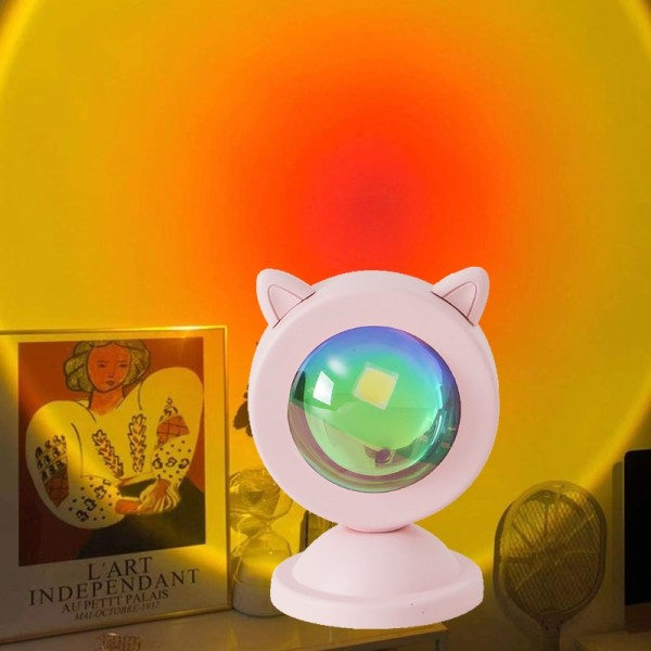Mini Dyr USB Solnedgang Lampe Led Projektor Natt Lys Bord Katt Stil Atmosfære