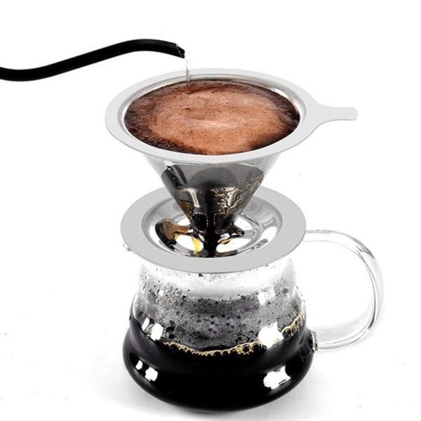 Gjenbrukbar kaffe filter holder dobbelt lag rustfritt stål kaffe te sil