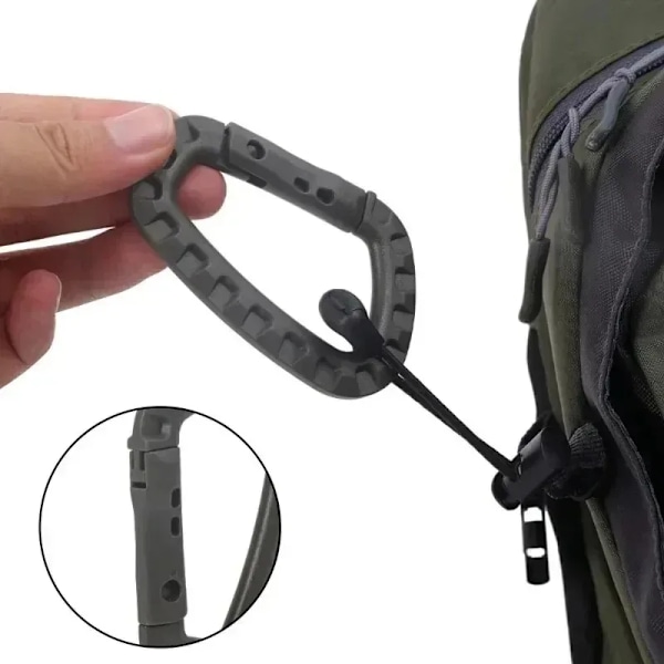 10 stykker Taktisk Ryggsekk Spenne Rask Taktisk Karabinkrok Plast Krok D Shape Mosqueton EDC Gear for Utendørs Camping Tilbehør