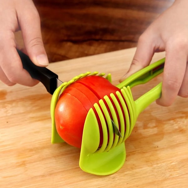 Rostfritt stål Kök Handhållen Apelsin Citron Skärare Tomat Skärning Klämma Frukt Skärare Lök Skärare