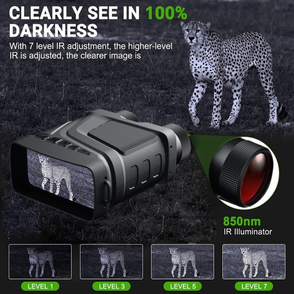 R12 kikkert Natt Vision Enhet Oppladbar 6W 850nm Infrarød
