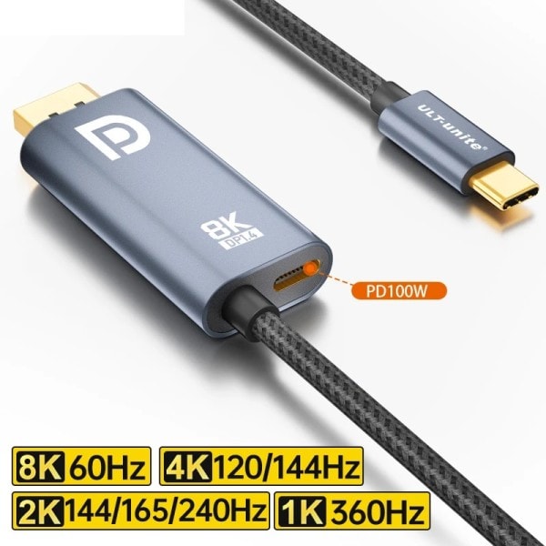 Tyyppi C DP 1.4 kaapeli 8K60Hz USB C DisplayPort johto