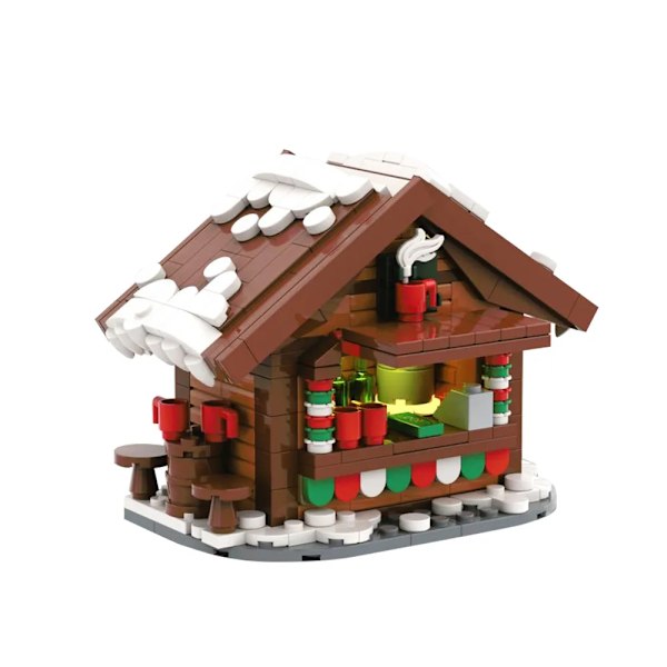 Vinter Gatuvy Jul Grillning Ställ Byggnad Block set Varm drinkar ställ Tuk-Tuk Kaffe Brick Barn leksak