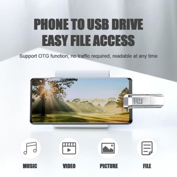 2TB Metal U Disk 2 IN 1 OTG  Flash Drive USB 3.1  Pen Drives Memory Stick