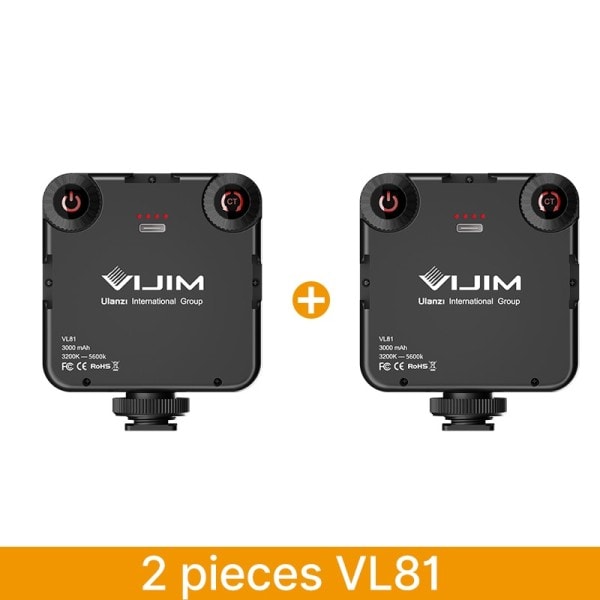 VL81 LED Video Lys Kamera Lys 3200-5600K 850LM 6.5W Med Kald Shoe Mini Vlog Fill Light 3000mAh Panel Lampe