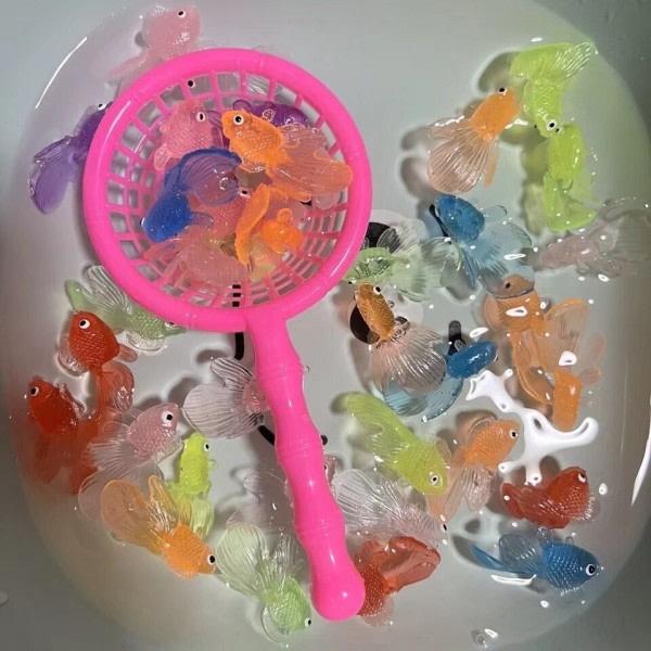 Barn's 10st Set Kawaii Simulering Gummi Guldfisk Baby Bad Vatten Leka Spel Leksaker för Barn