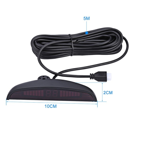 Bil Parktronic Parkering Sensor 4 Sensorer 22mm LED Baggrundslys Skærm Reverse Backup Radar Monitor