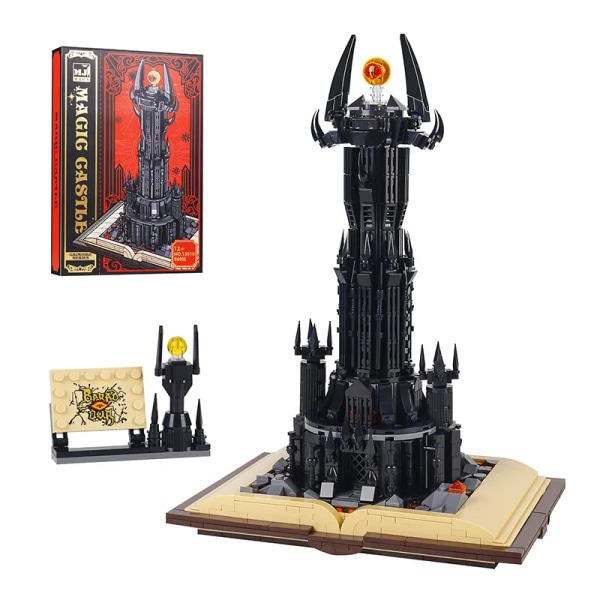 Magisk slot på bog Lord Rings Sauron Eye byggeklodser med led lys saml mursten samling legetøj