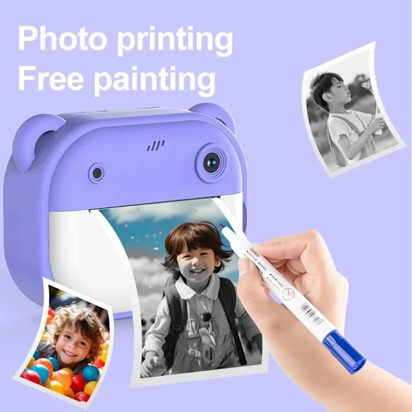 Barn Digital Kamera Instant Print for Barn Termal Print Kamera Omedelbar Foto Utskrift