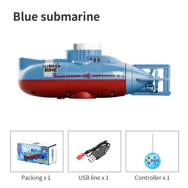 Mini RC Ubåd 0,1m/s Speed Fjernbetjening Båd Vandtæt Dykker Legetøj