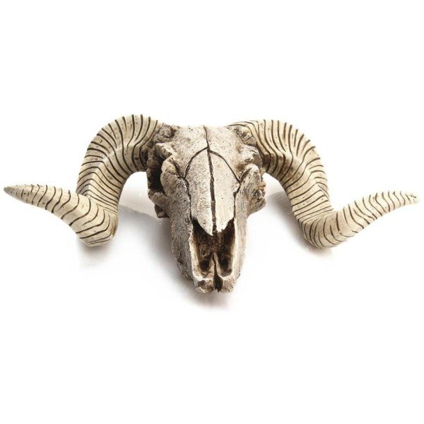 Harpiks Skjelett Vurm Sau Hode Skull Hode Vegg hengende 3D Dyr Longhorn Skulptur Figuriner Håndverk
