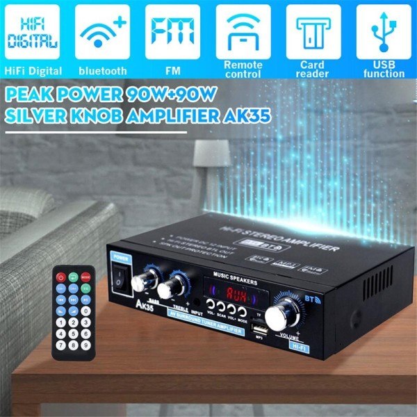 Hjem Bil Strøm Forstærkere 2 Kanals Bluetooth Surround Sound FM USB Fjernbetjening Kontrol