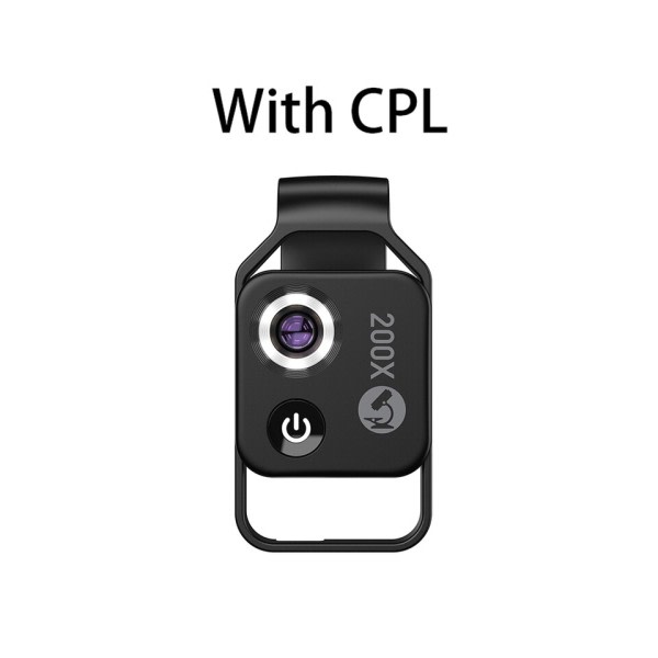 Digital 200X mikroskop linse med CPL mobil LED guide lys lampe mikro lomme supermakro linse