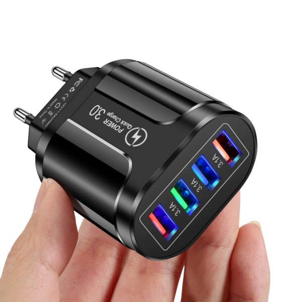 3.1A 4 porte USB rejse oplader hurtig opladning QC 3.0 væg opladning