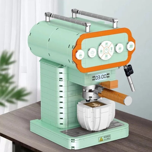 Glödande Kreativt MOC Kaffe Maskin Modell Mikro Byggnadsblock  Mini Diamond City Bricks Set Barn Leksaker