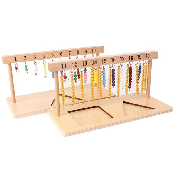 Montessori Undervisning Matematik Legetøj Digital Tal 1-20 Bøjle Og Farve Perler Trapper