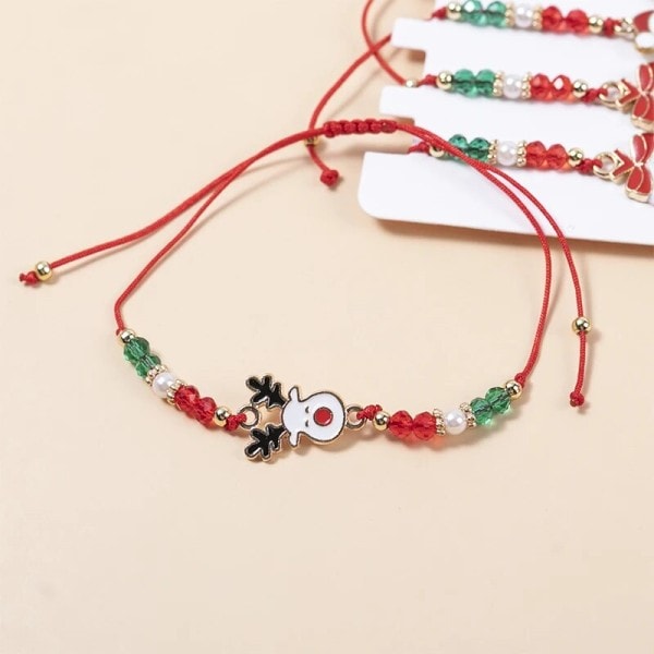 Jul Charm armband set tomten snögubbe klockor älg snöflinga rep justerbart armband