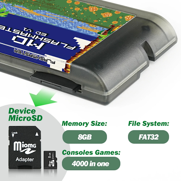 4000 in 1 Mega Everdrive V1 Med 8GB TF Card MD Game Card