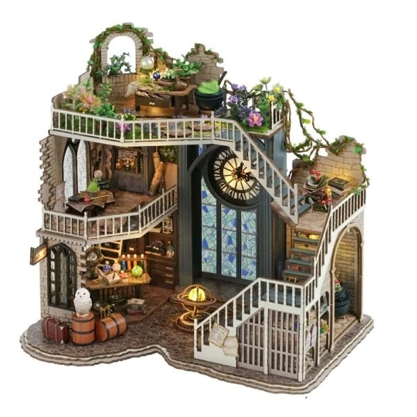 DIY Miniatyr Dock Hus Kit Trä Dockhus Rumslåda Magic Workshop Trädgård Gåvor Jul