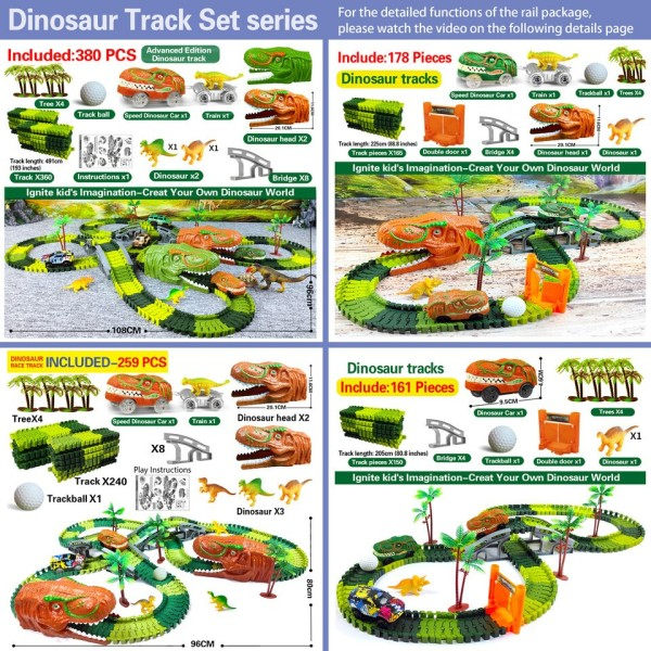 Magic Rata Dinosaur Rautatie Lelu Auto Rata Kilpa lelu setti opetus Bend joustava kilpa rata LED valo juna lelut lapsille