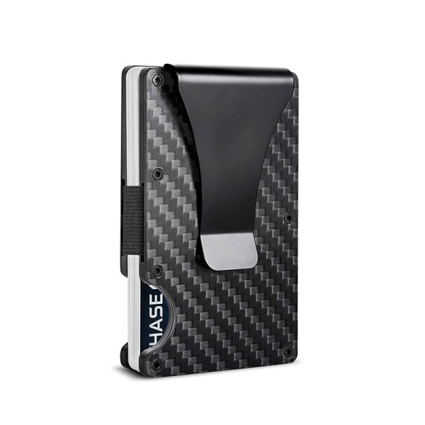 Carbon Fiber Kort Holder Mini Aluminium Metal RFID Magic Mænd's Wallet